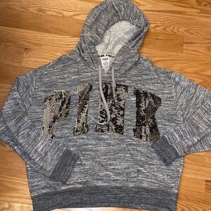 VS PINK grey Sequins hoodie Sz L